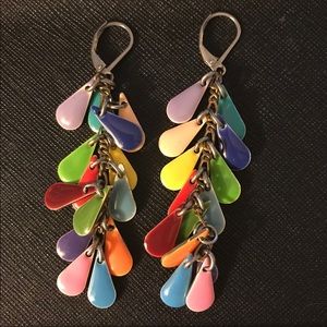 Multi colored enamel teardrop earrings